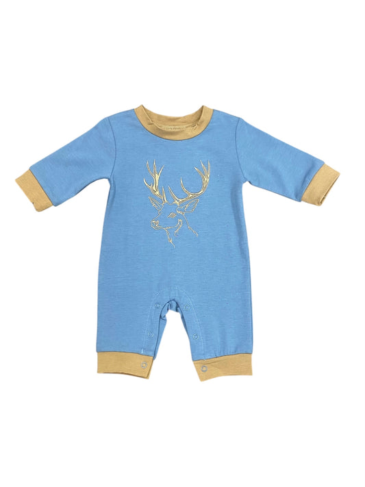 Deer Embroidery Boys Romper