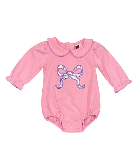 Pink Bow Applique Bubble