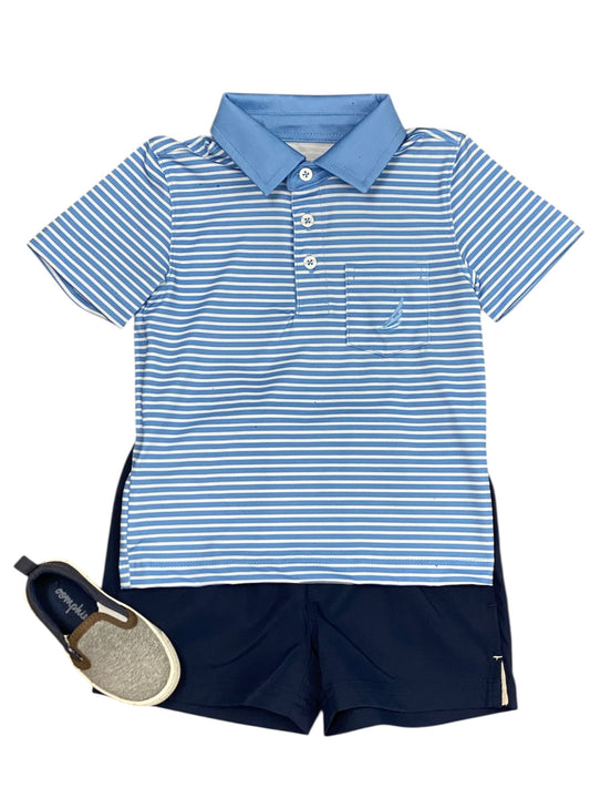Miles Perf. Blue Stripe Polo