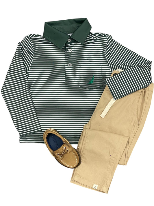 Brooks Perf. L/S Pine Stripe Polo