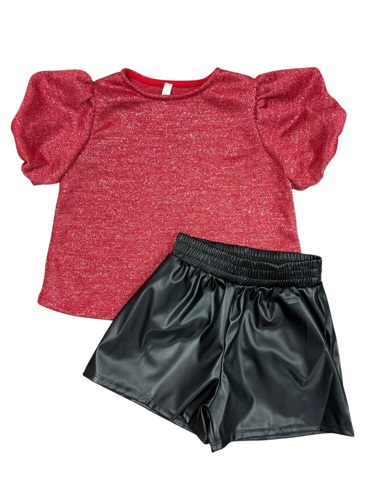 Black Faux Leather Short