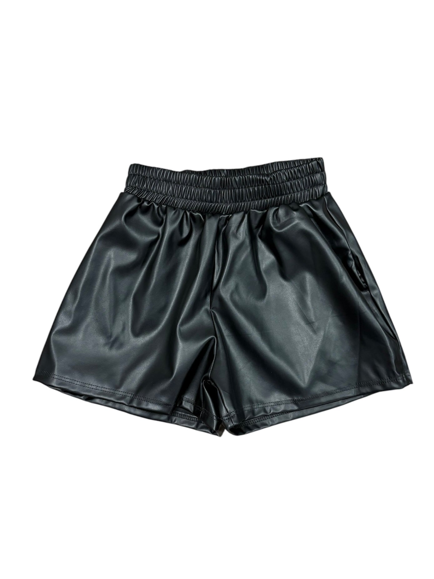 Black Faux Leather Short