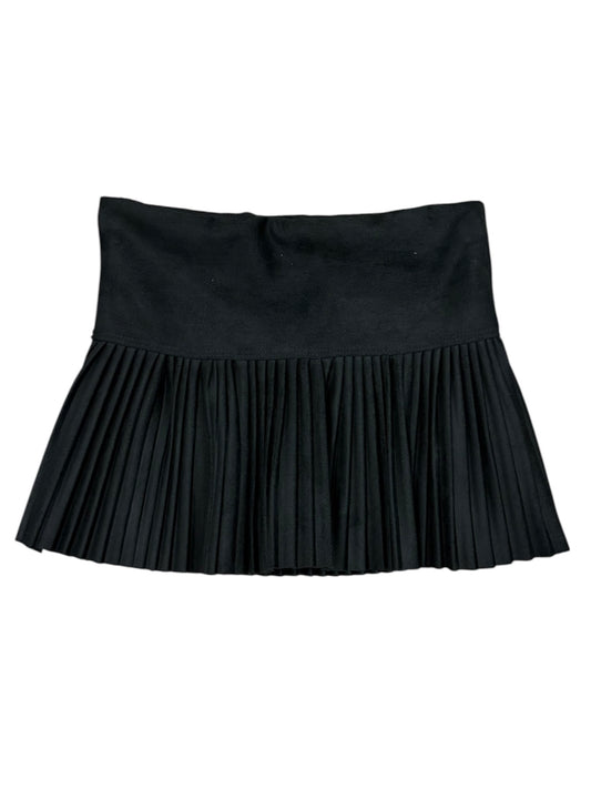 Black Pleated Suede Skort