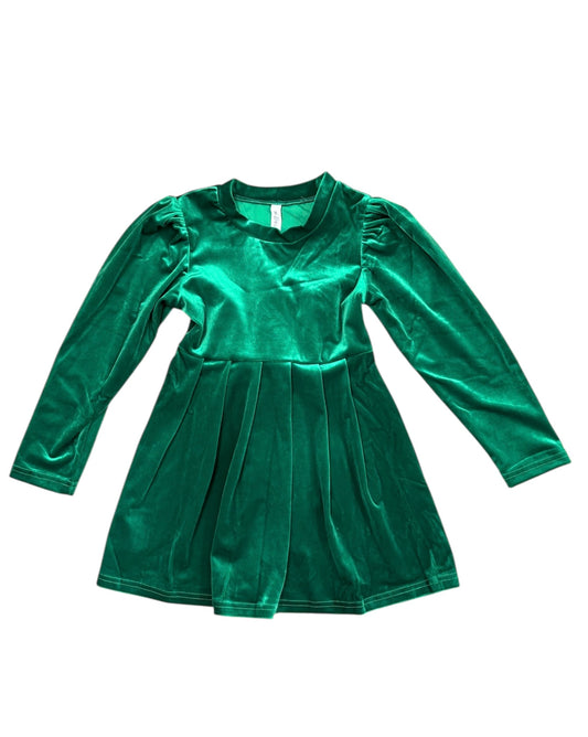 Green Velvet Bow-Back Dress
