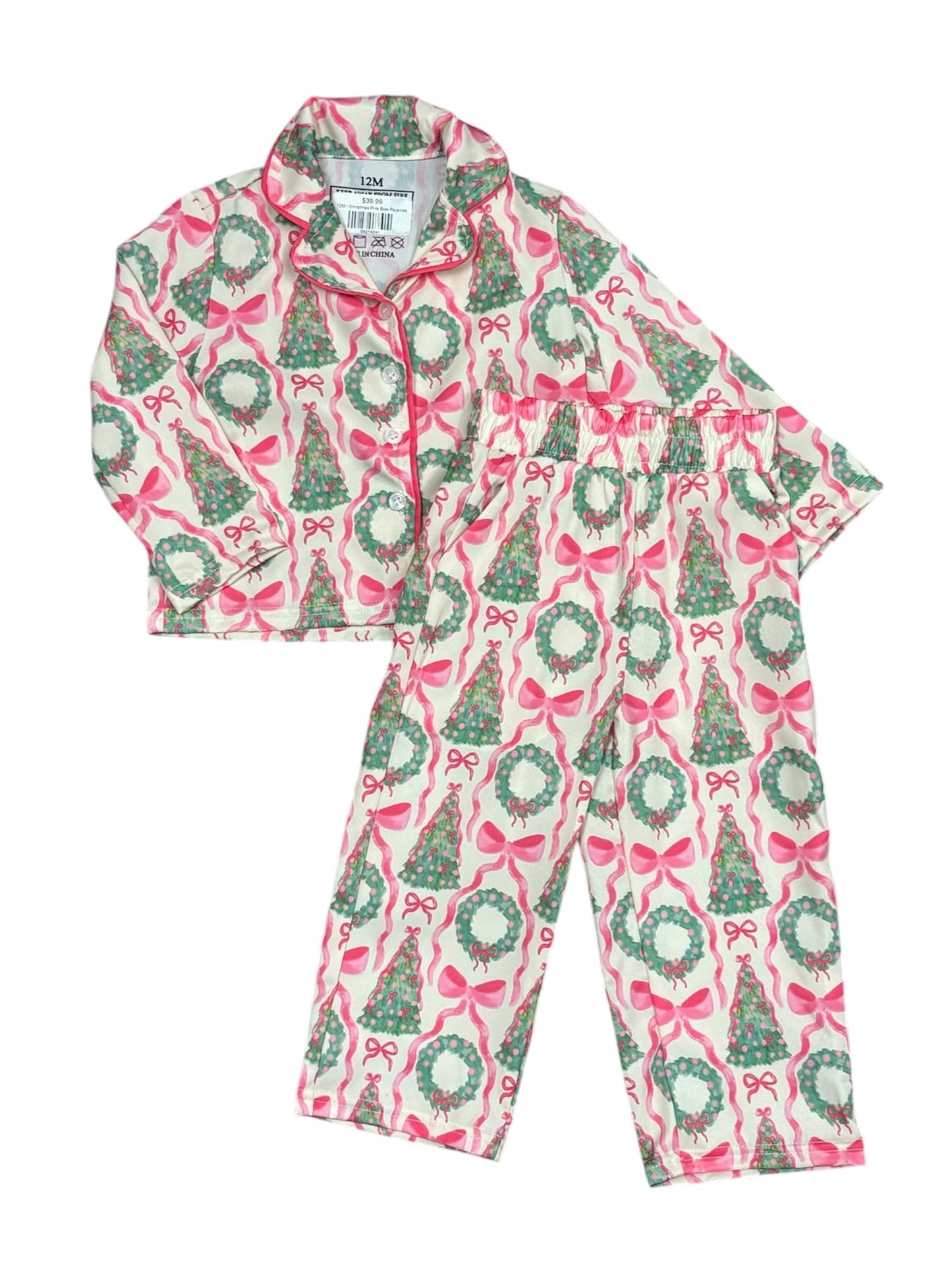 Christmas Pink Bow Pajamas