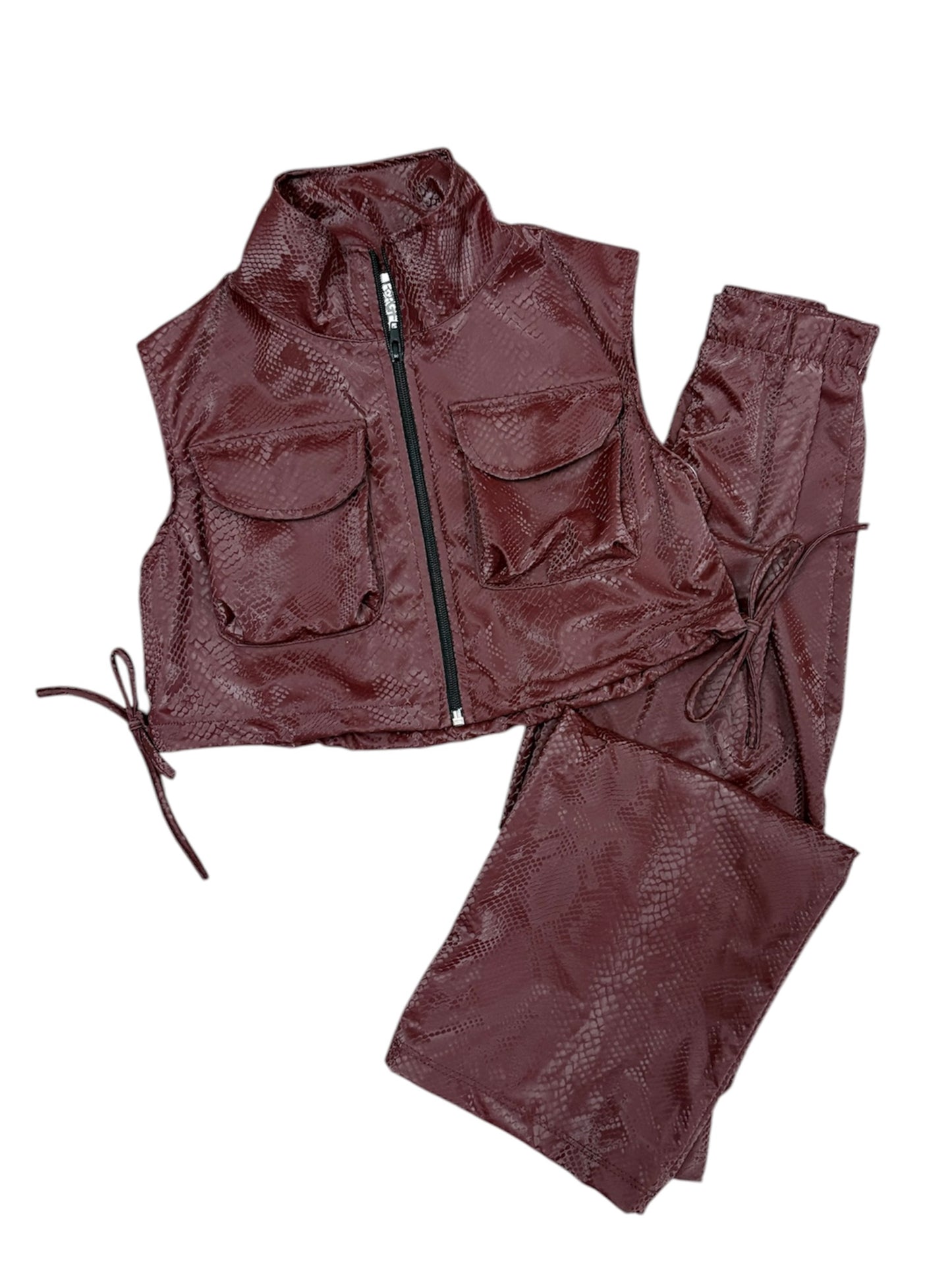 Burgundy Pleather Pant