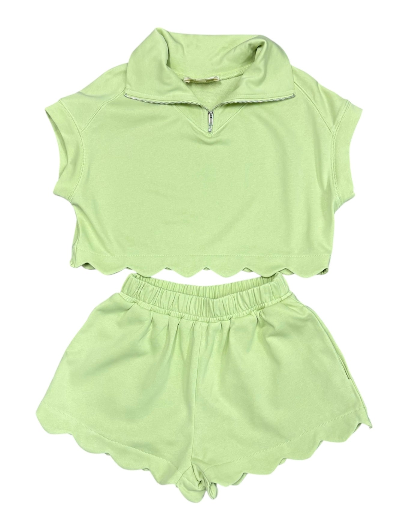 Lime Green Scallop Short Set