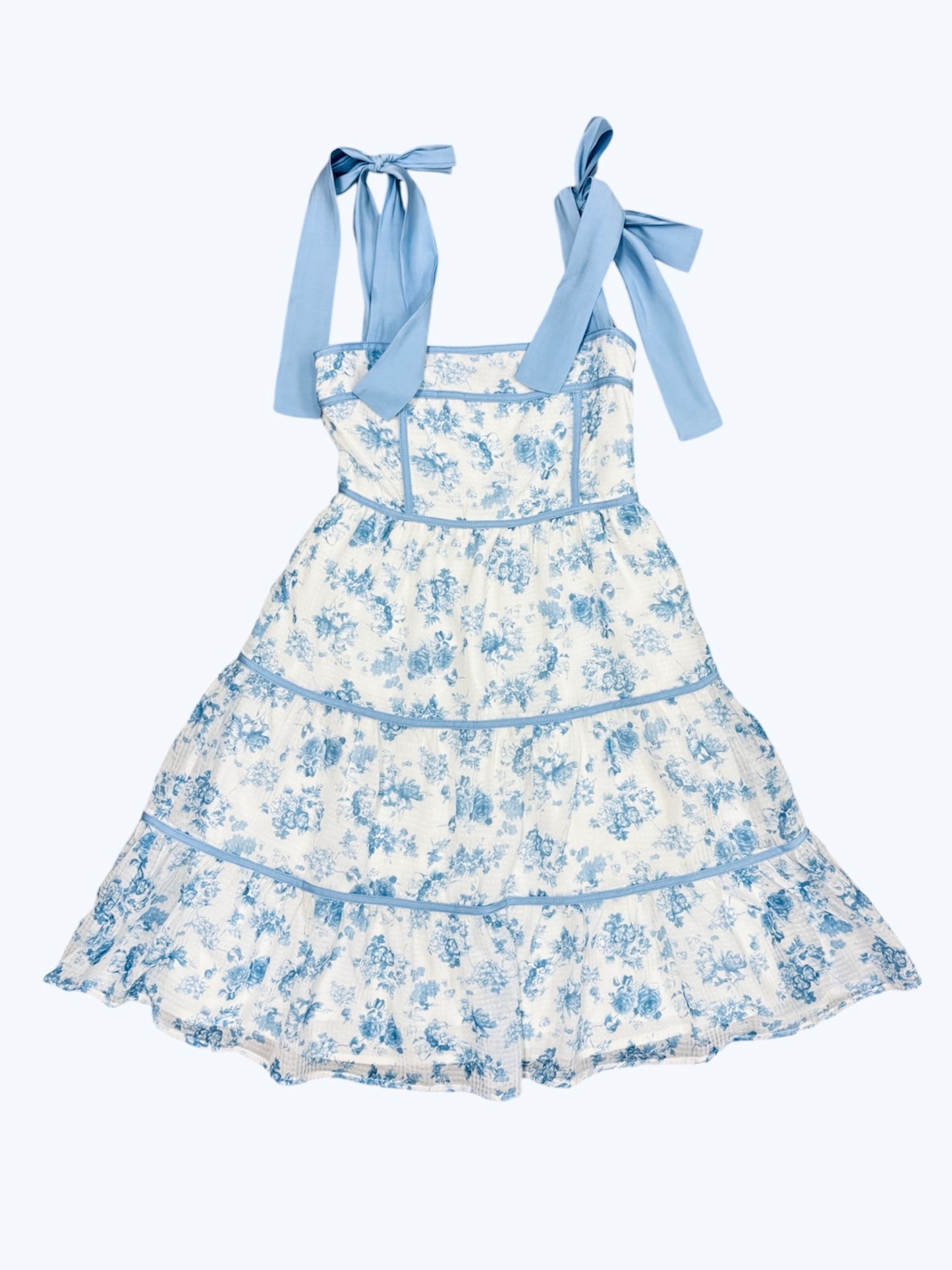 Blue Floral Midi Tie Dress