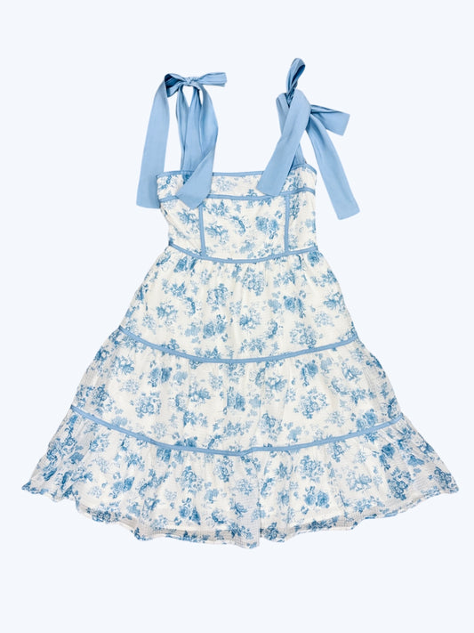 Blue Floral Midi Tie Dress