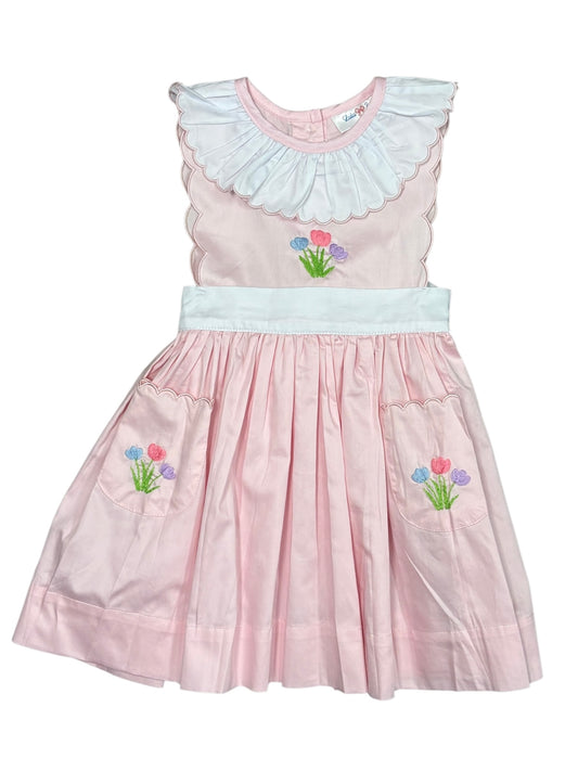 Tulip Embroidered Pocket Dress