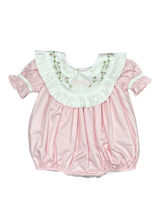 Bow Floral Embroidered Collar Bubble