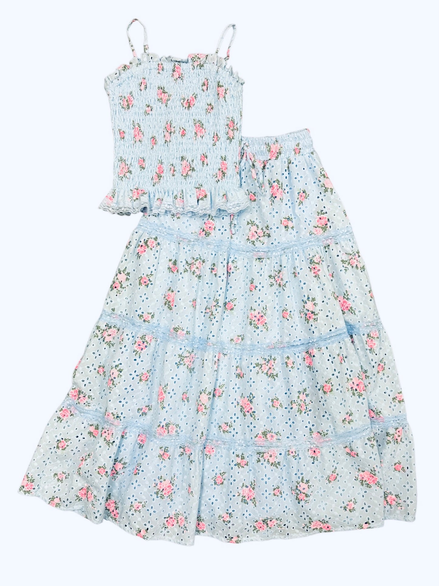 Aqua Cabbage Rose Top