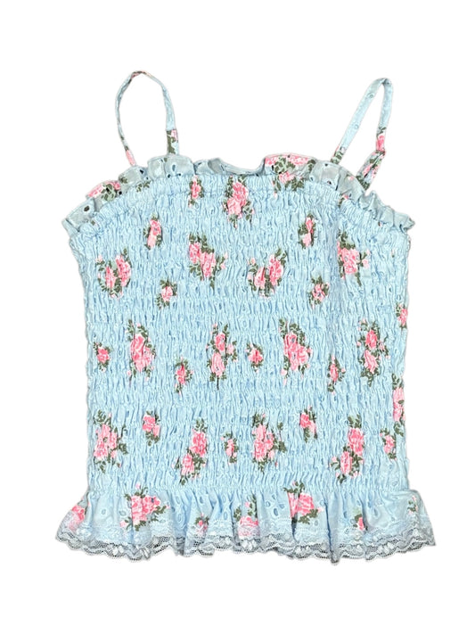 Aqua Cabbage Rose Top