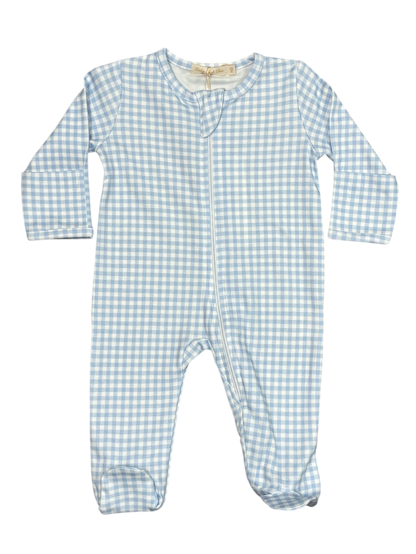 Blue Minichecks Zip Footie