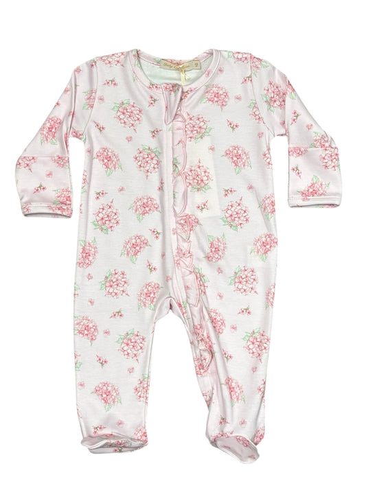Soft Hydrangeas Zip Ruffle Footie