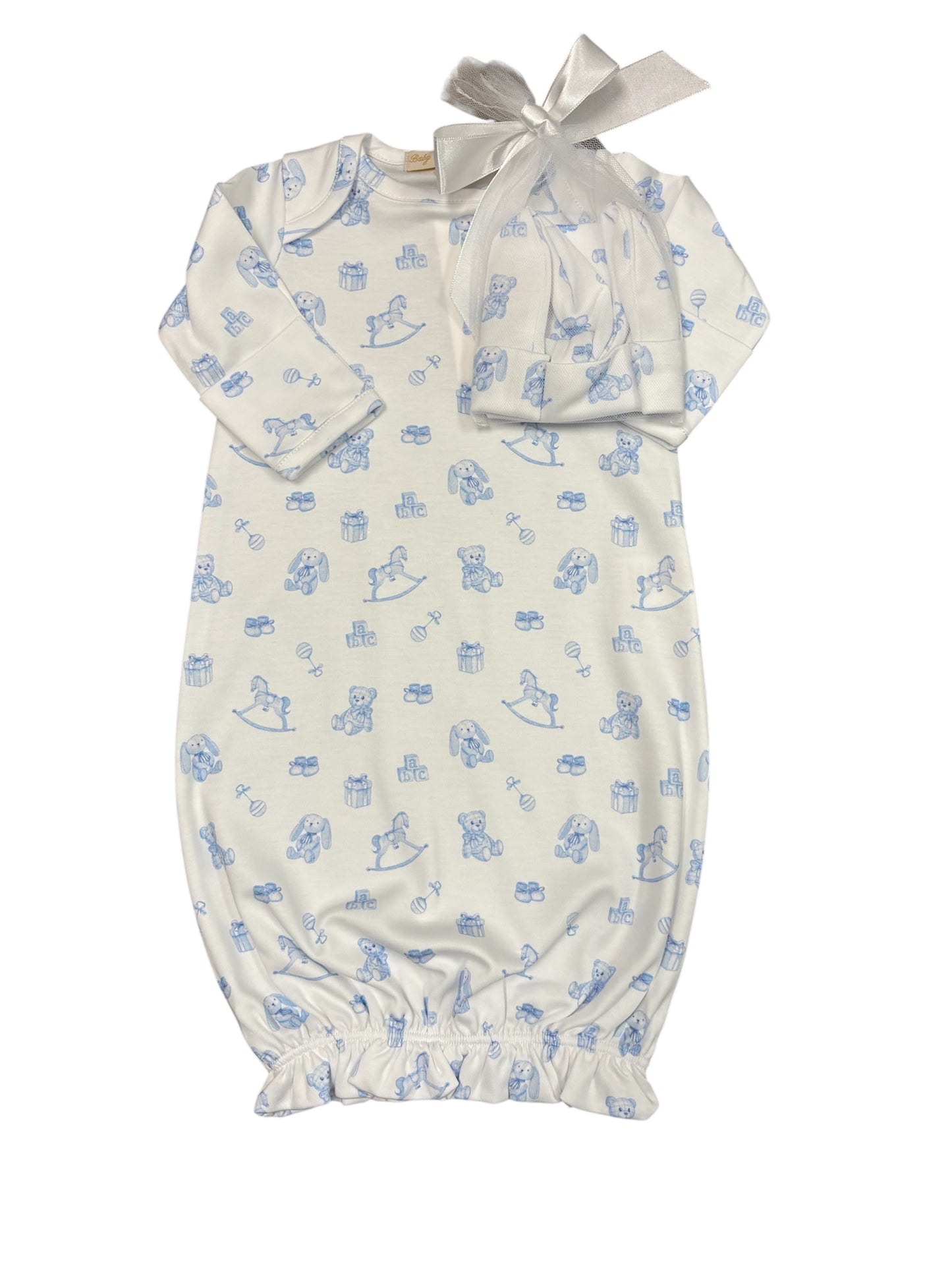 Tiny Baby Toys Boy Printed Gown & Hat Set
