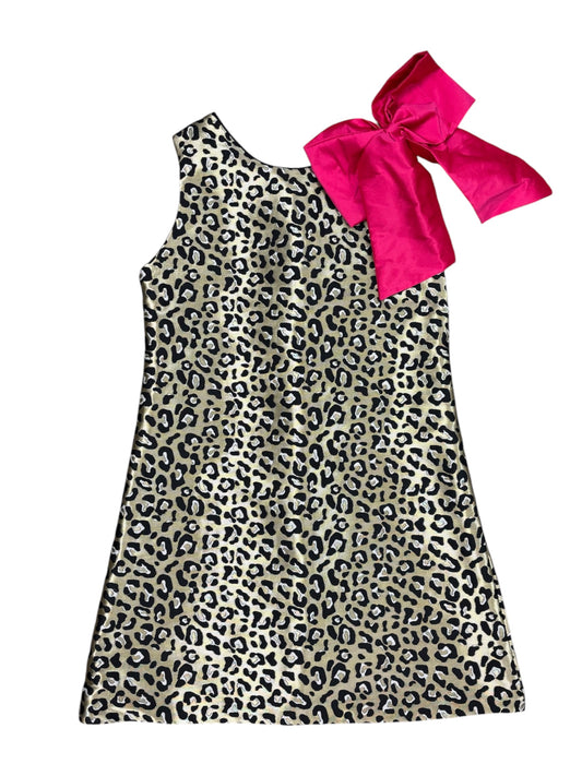Cheetah Aline Dress W/ Fuchsia Bow