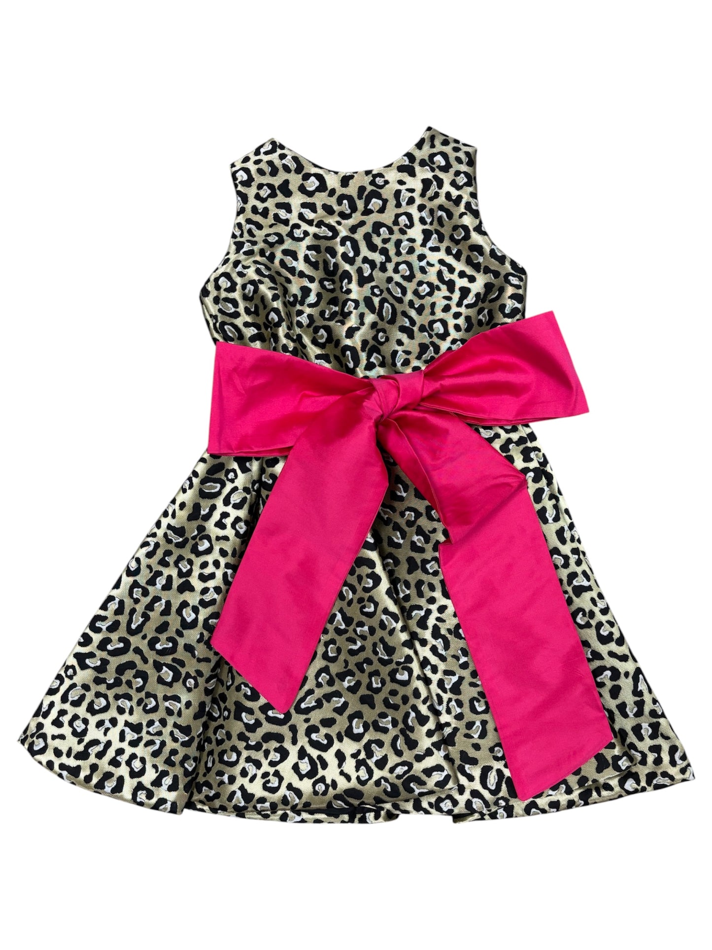 Cheetah Dress W/ Fuchsia Tie