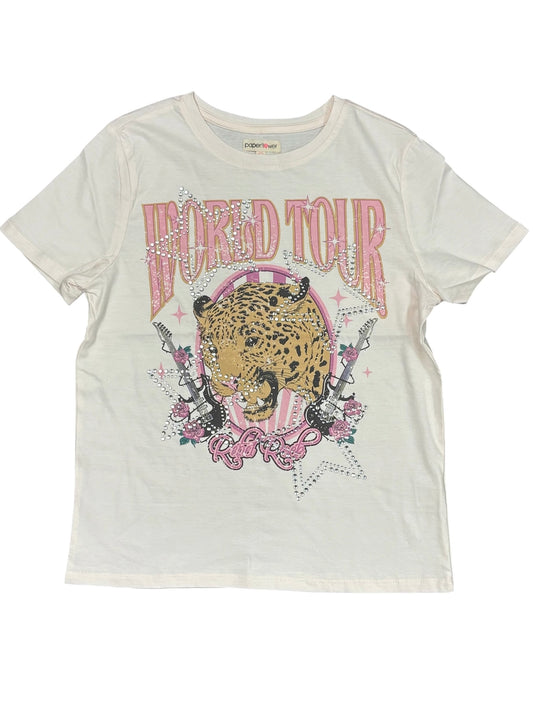 World Tour Leopard Rhinestones Tee