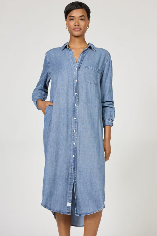 Galina Button Front Shirt Dress - Imperial Blue