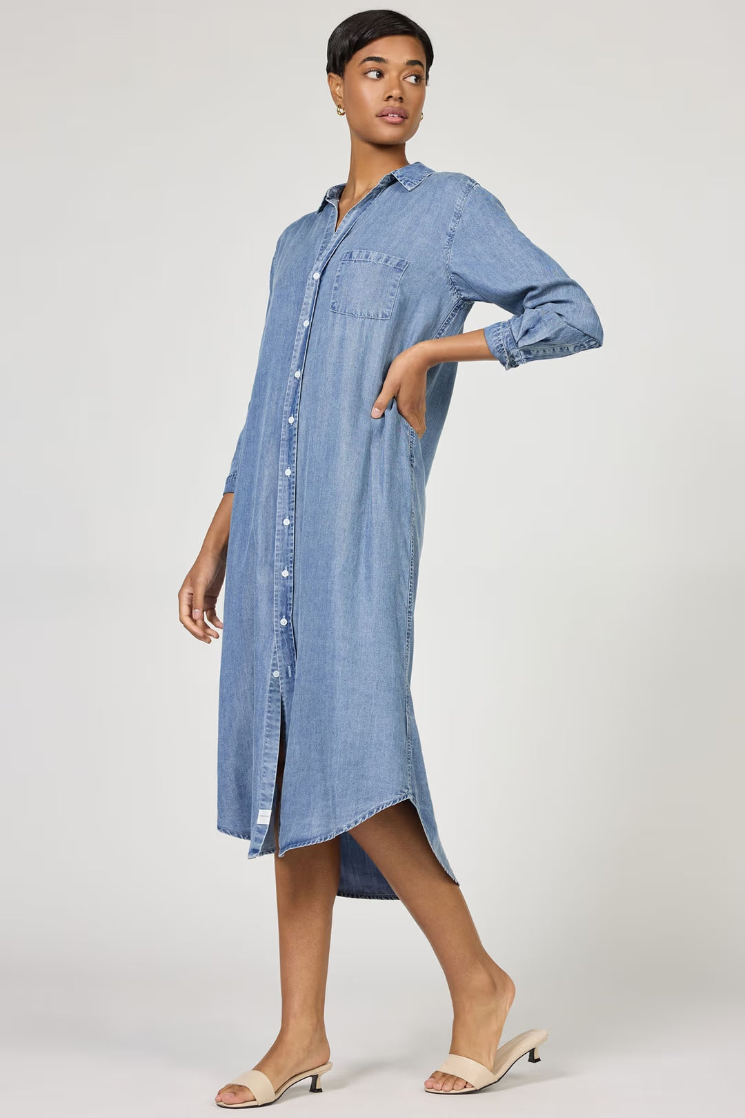 Galina Button Front Shirt Dress - Imperial Blue