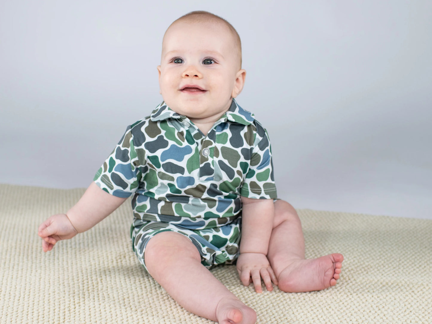 Pebble Camo SS Polo Romper