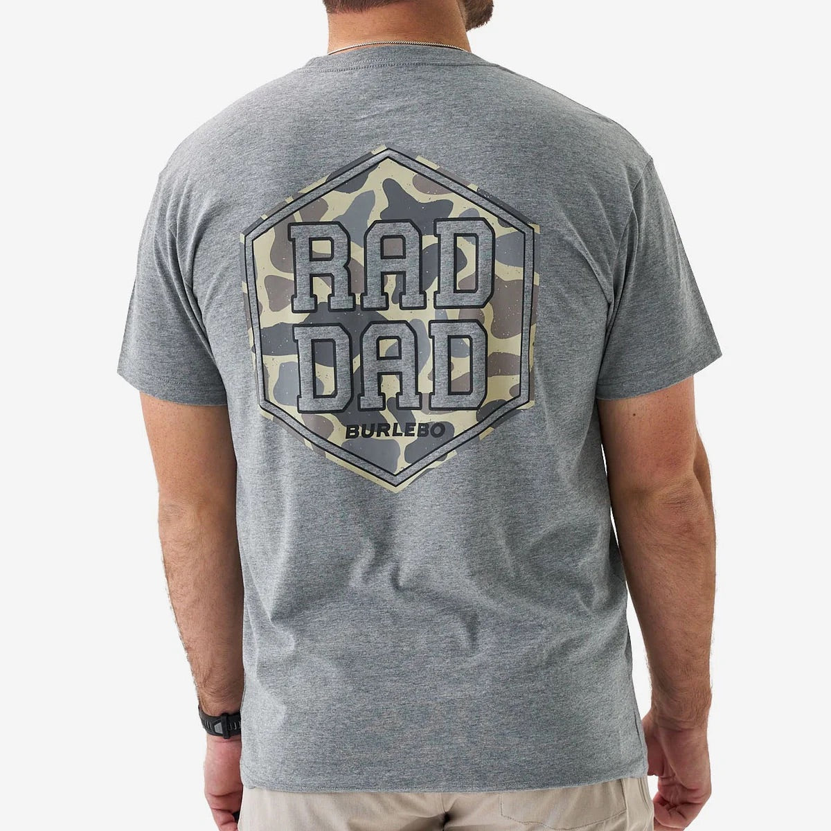 Short Sleeve Tee - Rad Dad Deer Camo - Dark Heather Grey Men