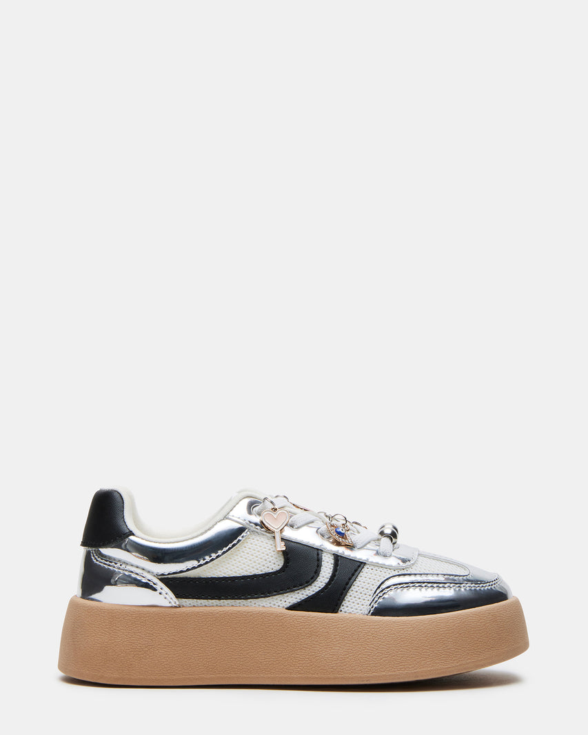 Silver Jersey Charm Sneakers