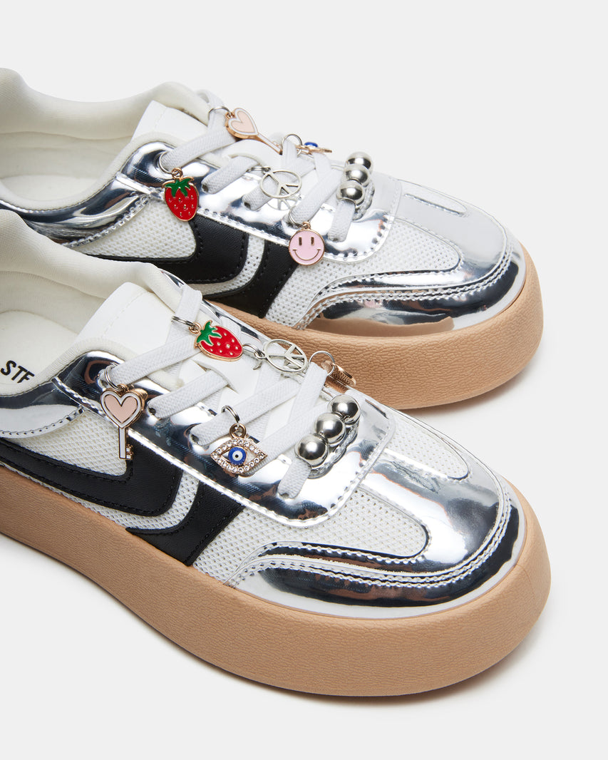 Silver Jersey Charm Sneakers