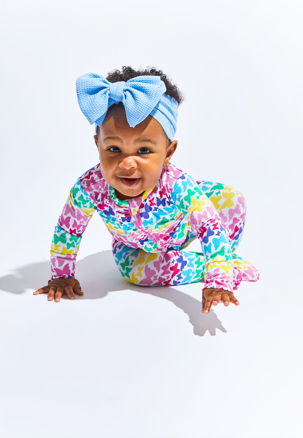 Rainbow Butterfly Ruffle Footie