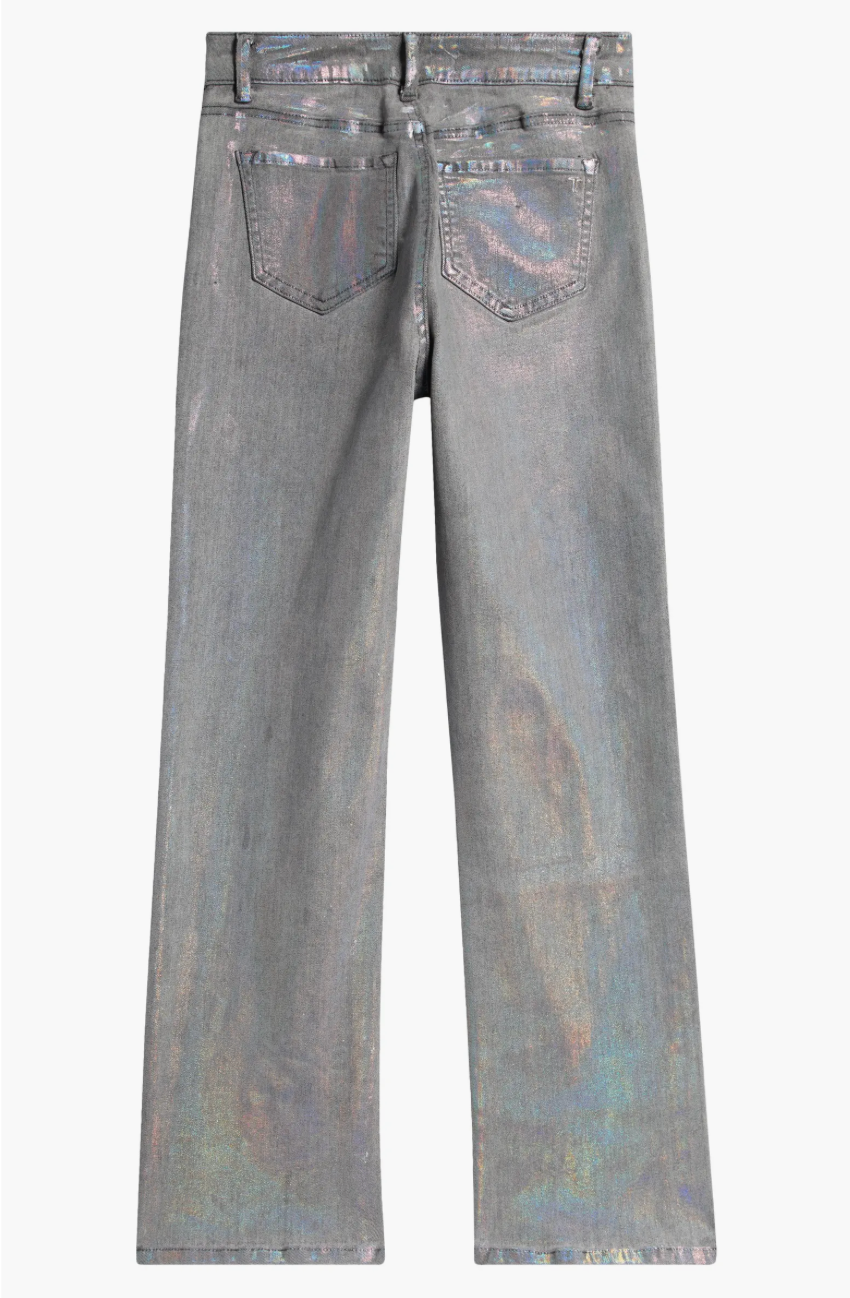 Grey Foil Straight Leg Jeans