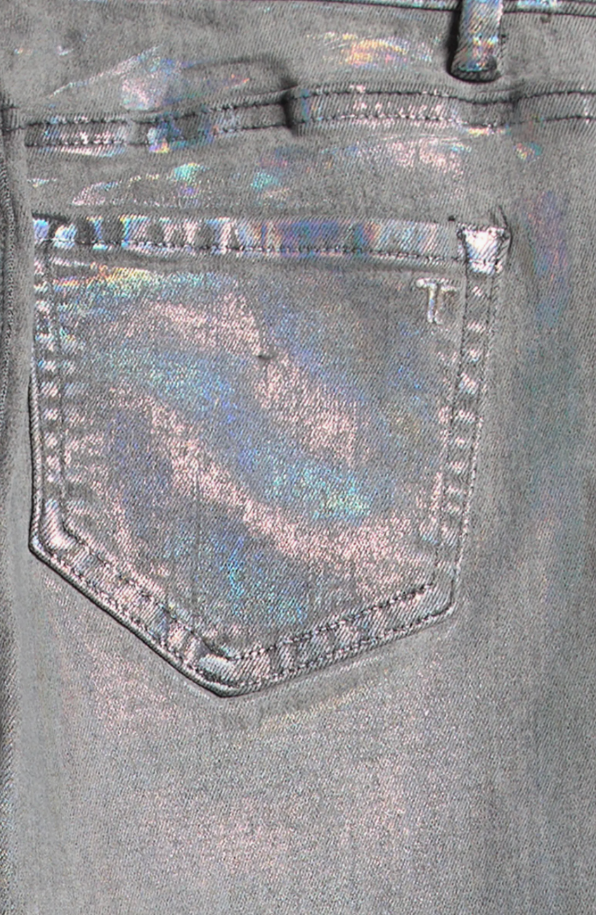 Grey Foil Straight Leg Jeans