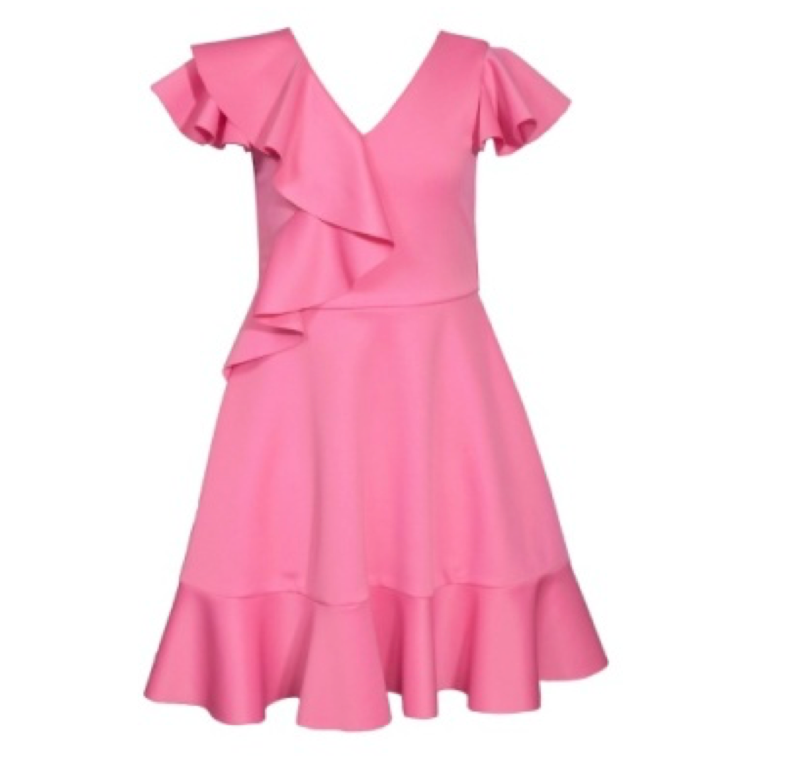 Pink Flutter Cascade Scuba Dress