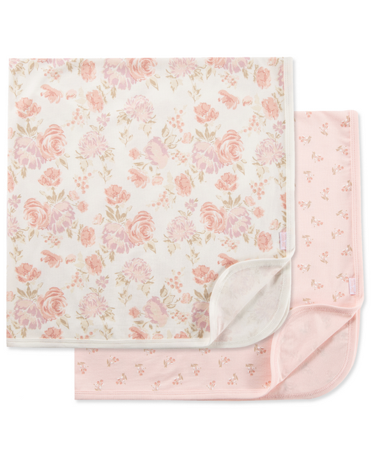 Floral 2pk Receiving Blanket