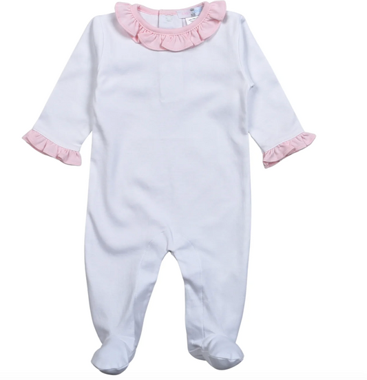 Lily White & Pink Ruffles Footie