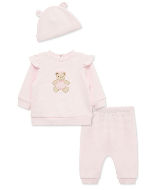 Pink Bear Quilt Set w/ Hat