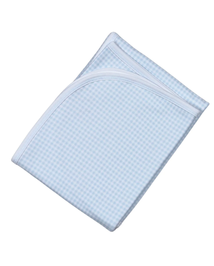 Blue Gingham Receiving Blanket