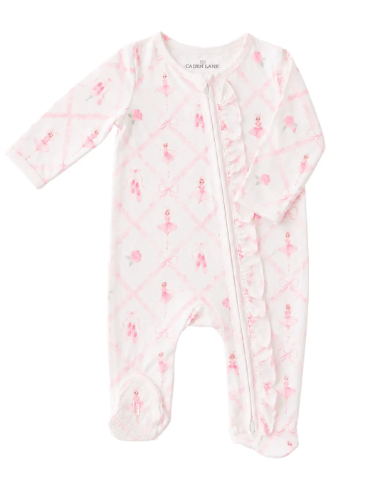 Darling Ballerina Ruffle Zipper Footie