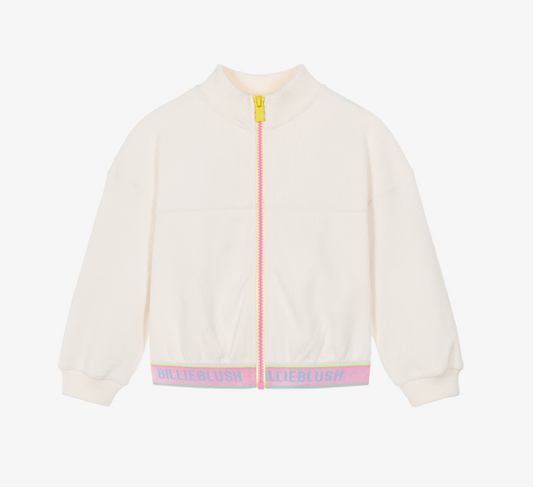 Ivory Corduroy Fleece Zip Up Top