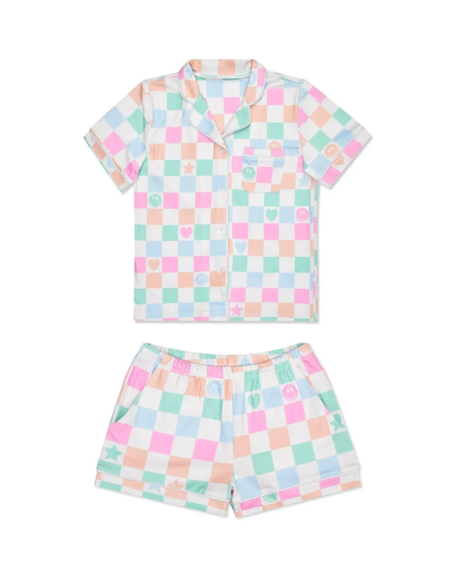 Smiley Check Shorts Lounge Set