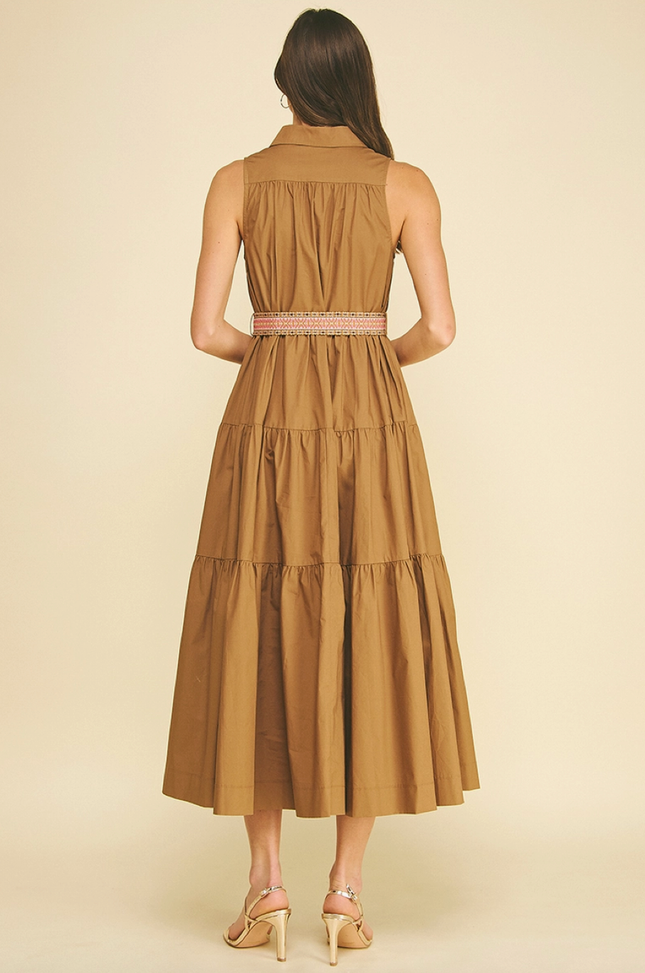 Mocha Belted Midi Dress