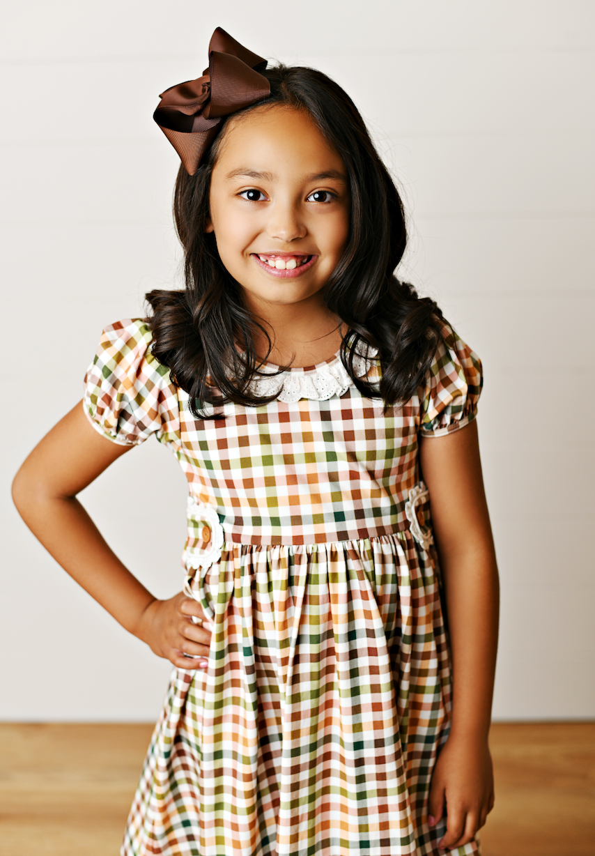 Fall Gingham Tab Dress