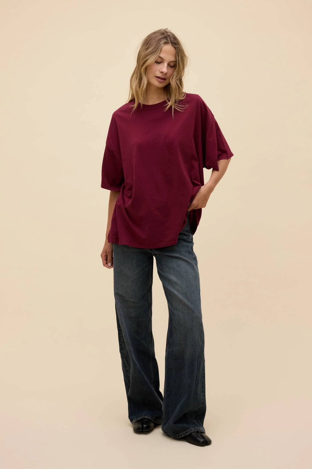 Burgundy OS Tee