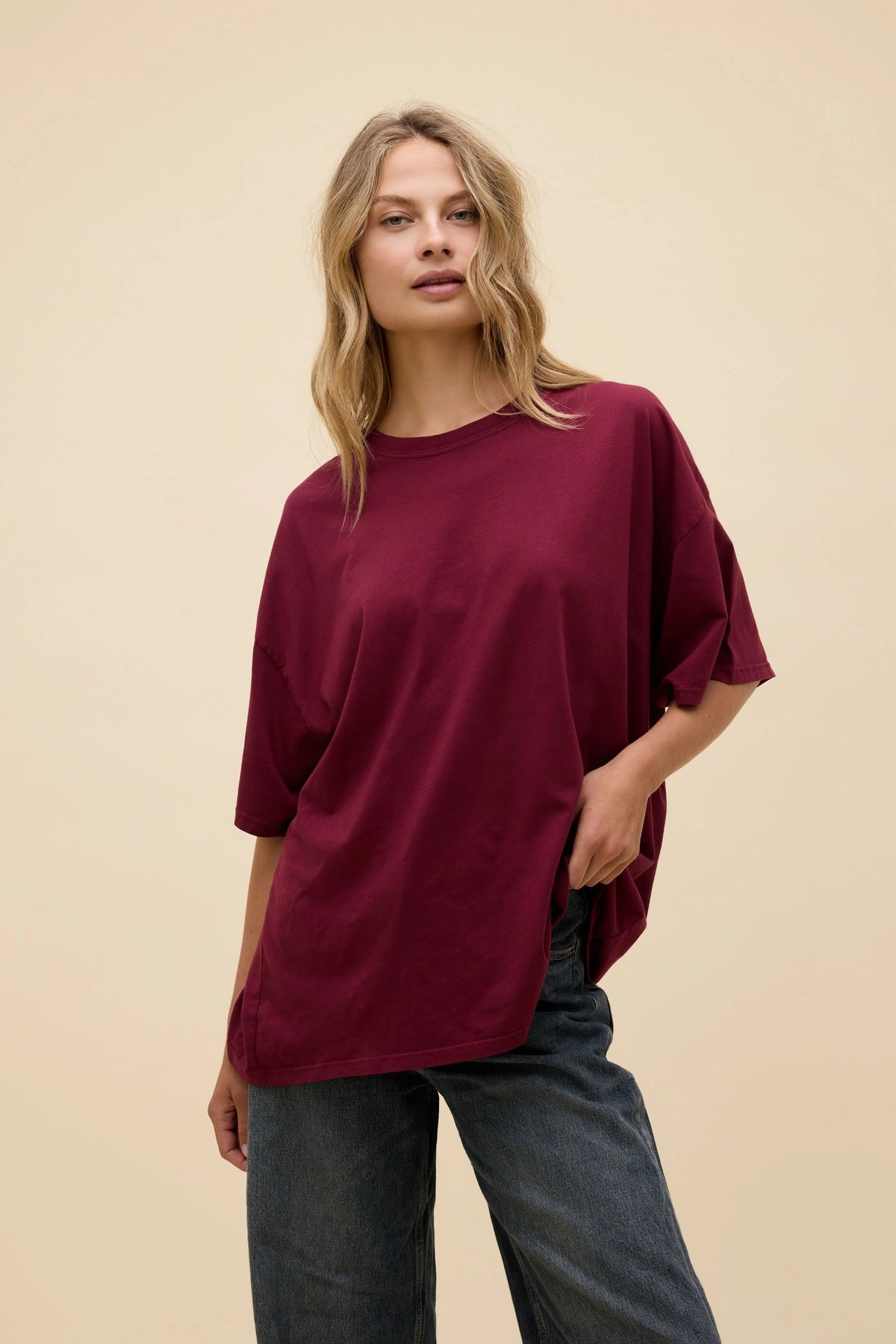 Burgundy OS Tee