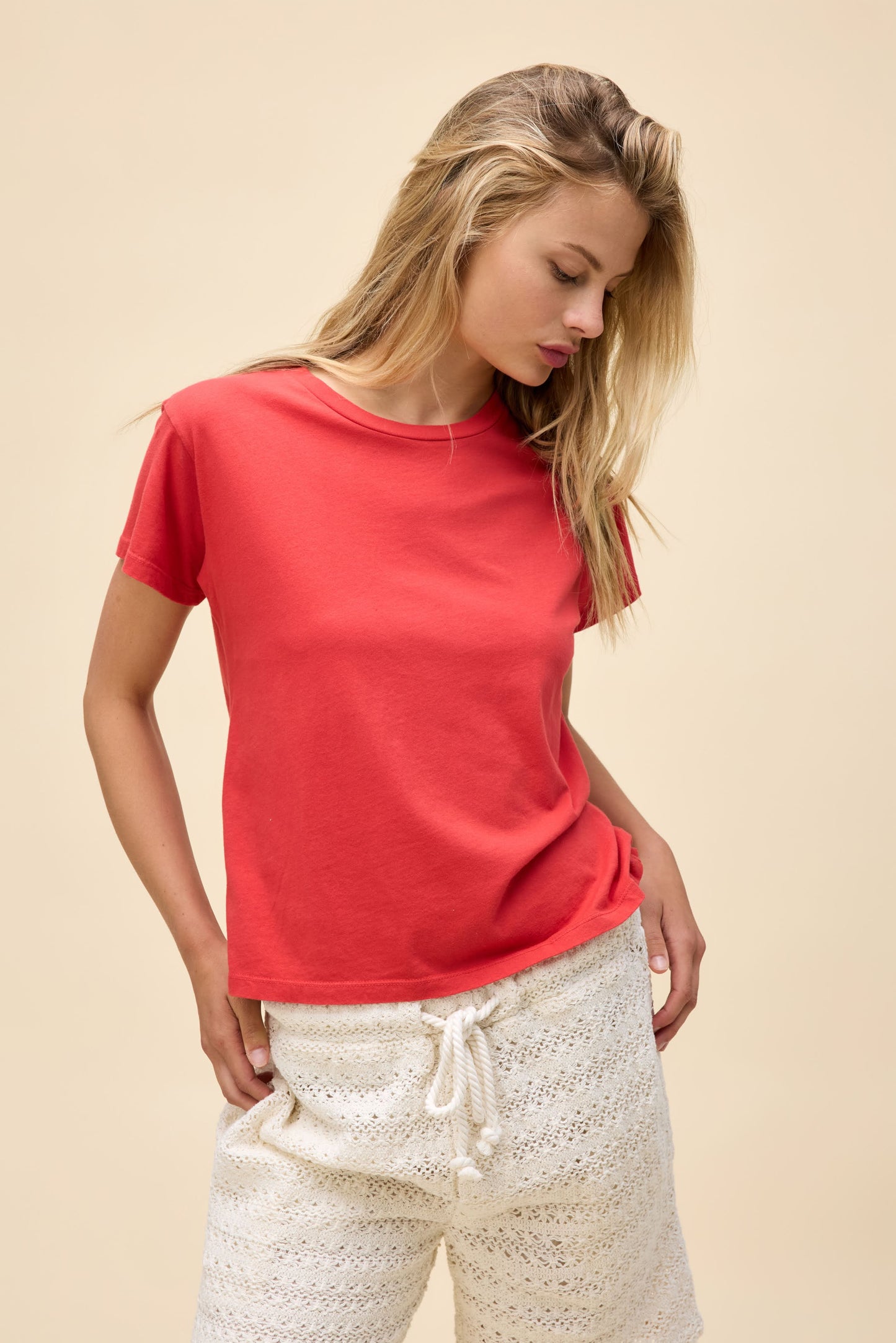 Solid Solo Tee In Fire Red