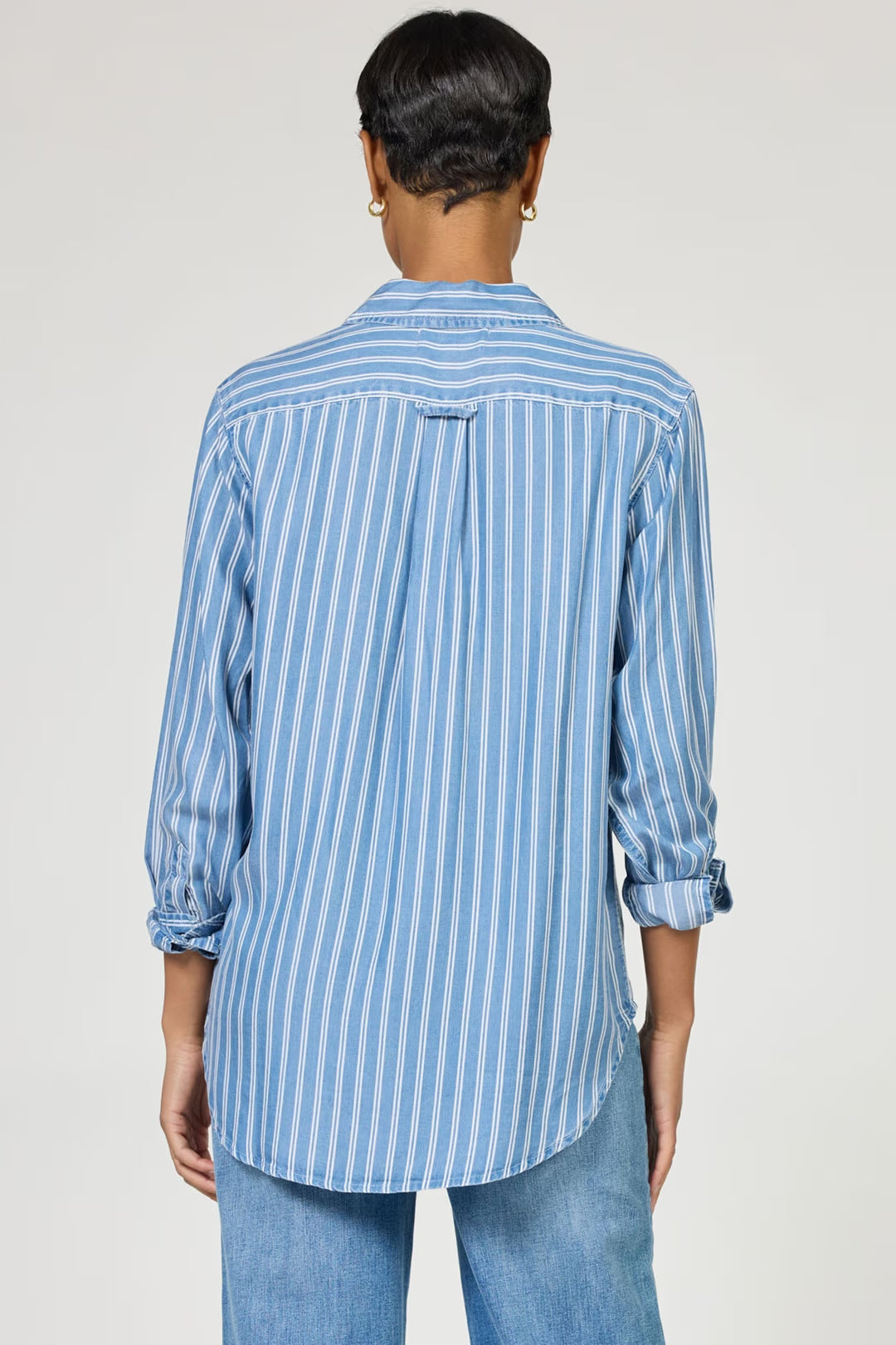Galina Collar Tencel Shirt - Railroad Stripes