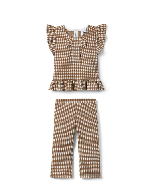 Basket Brown Gingham Pant Set