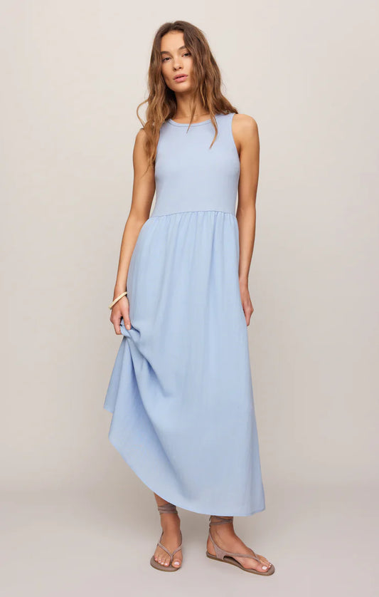 Charlotte Rib Midi Dress - Light Blue