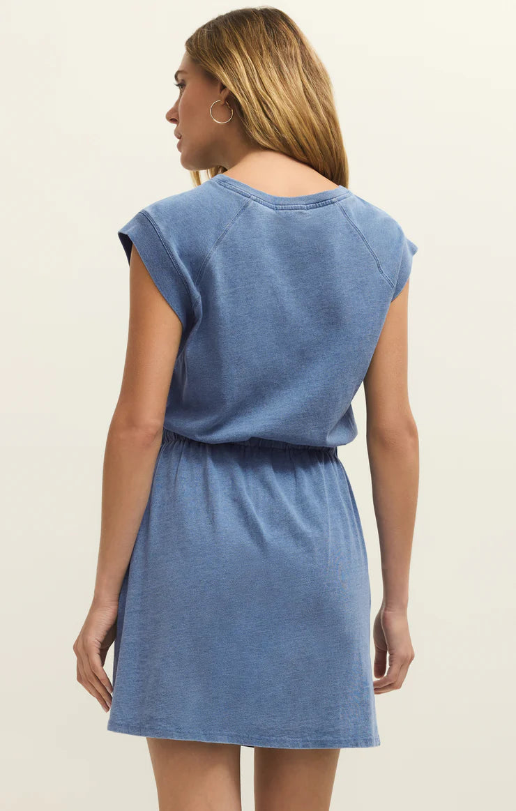 Kalani Jersey Denim Dress - Santorini Indigo
