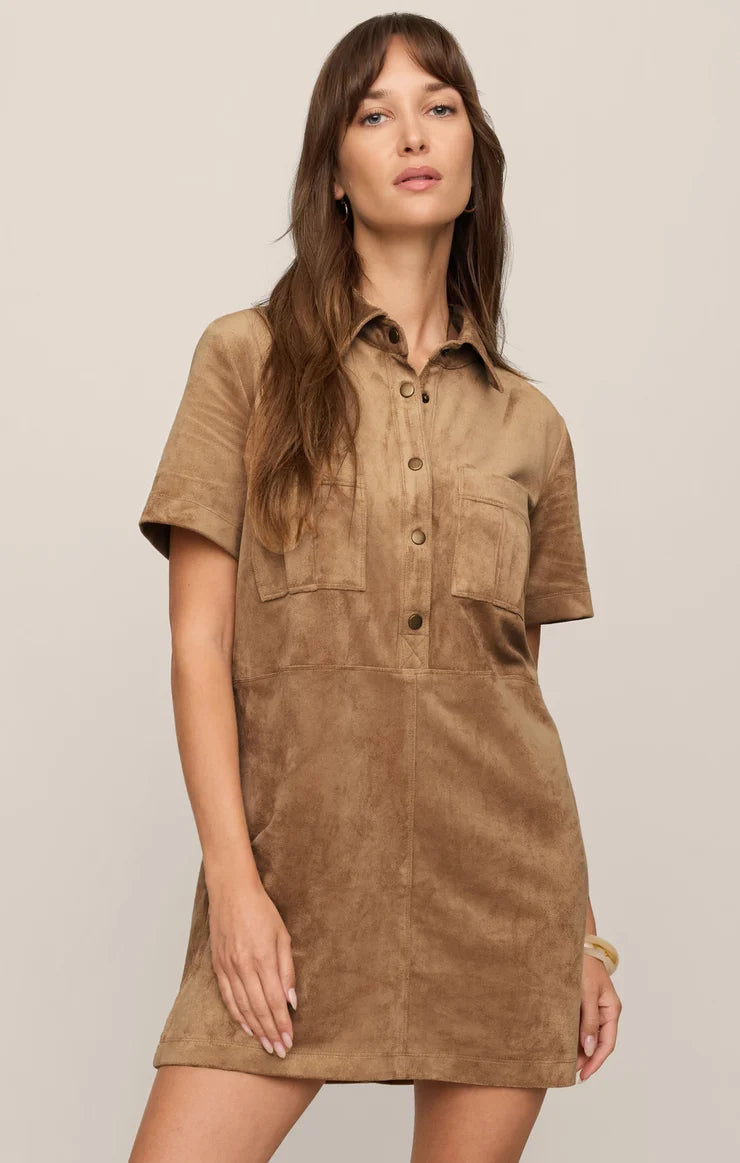 Leone Suede Mini Dress - Light Sand